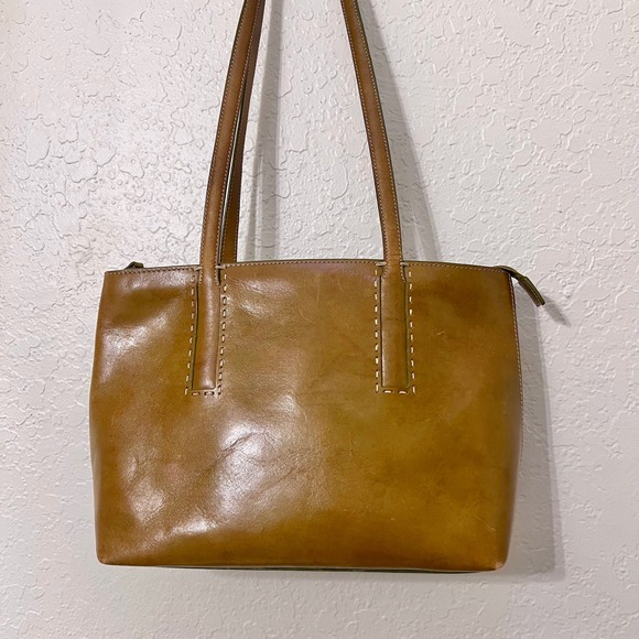 VTG Fossil Leather Shoulder Bag Brown Classic Everyday Tote Purse - Picture 2 of 11